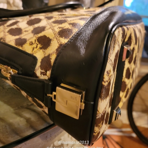 L.A.M.B. Gwen Stefani Leopard Kingston Dome Bowler Bag Designer Leather #41 - Picture 14 of 16